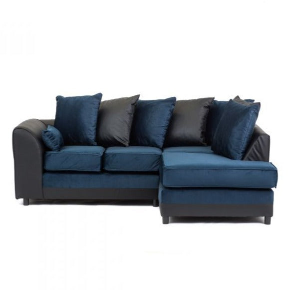 Dylan Velvet Corner Sofa - Dual Toned-Dark Grey