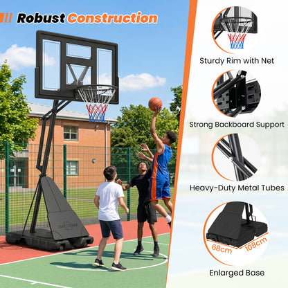 2.35-3.05M Outdoor Basketball Hoop Tool-Free Adjustable with PC Backboard