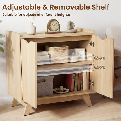 2 Door Modern Wooden Buffet Sideboard Organizer with Adjustable Shelf-Natural