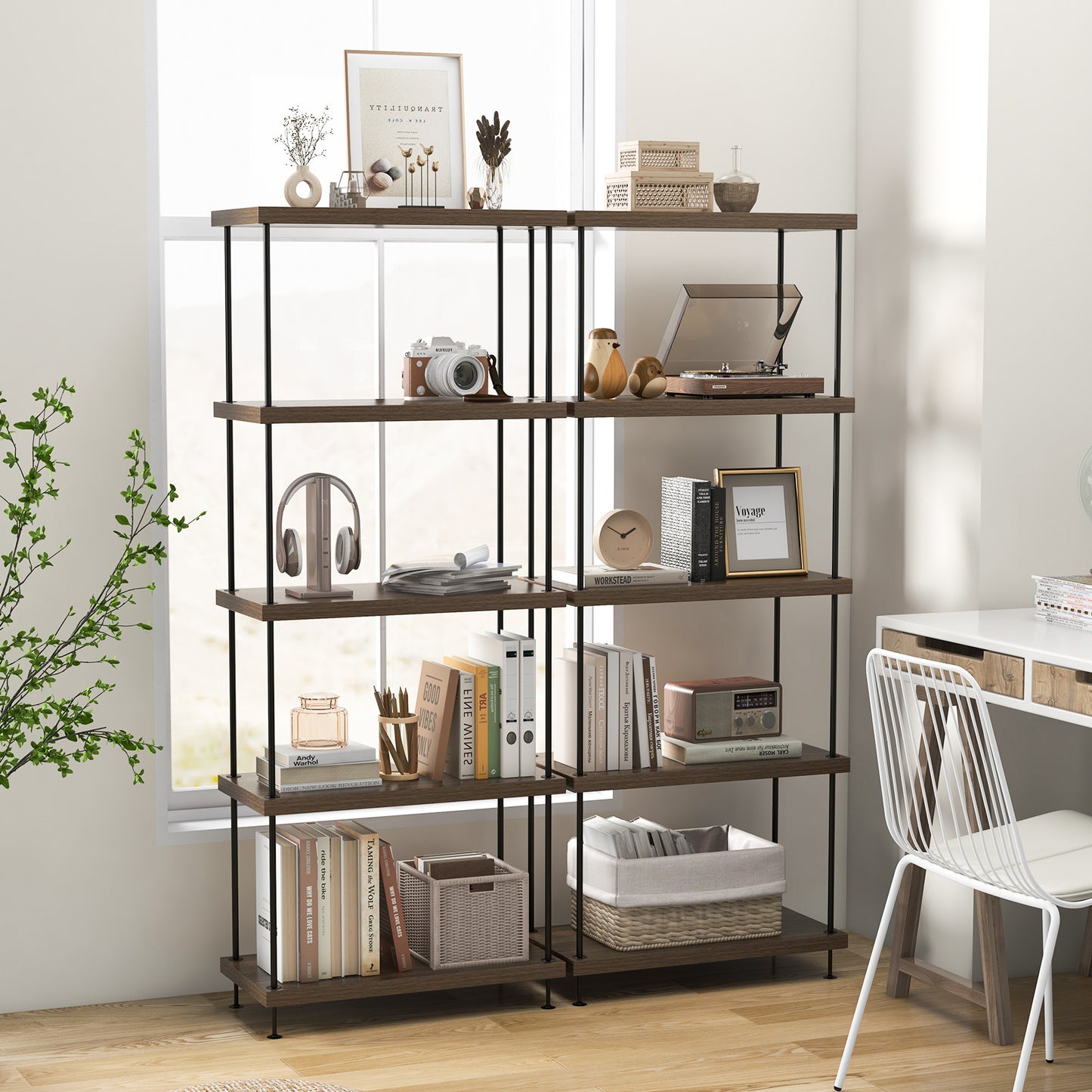 5-Tier Multipurpose Display Rack with Metal Frame 2 Pack