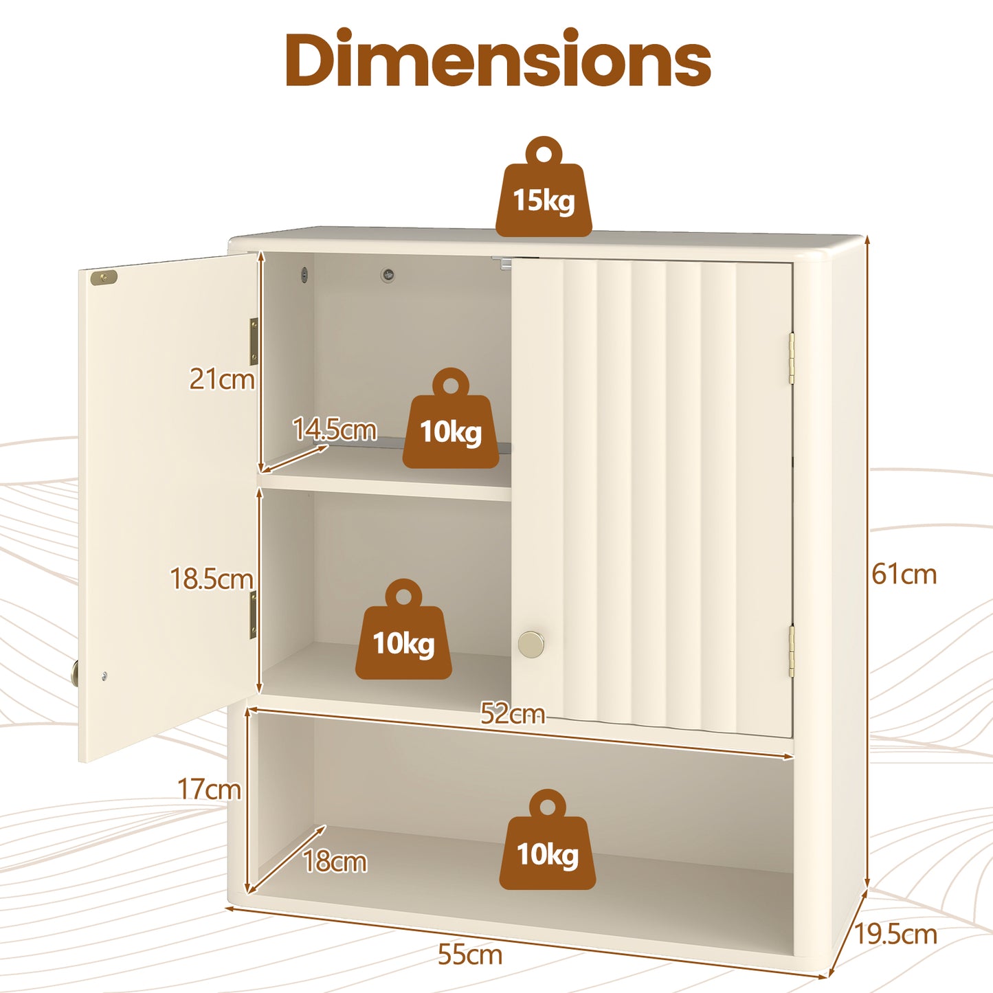 2-Piece Bathroom Cabinet Set with Fluted Doors, Corner & Wall Cabinet