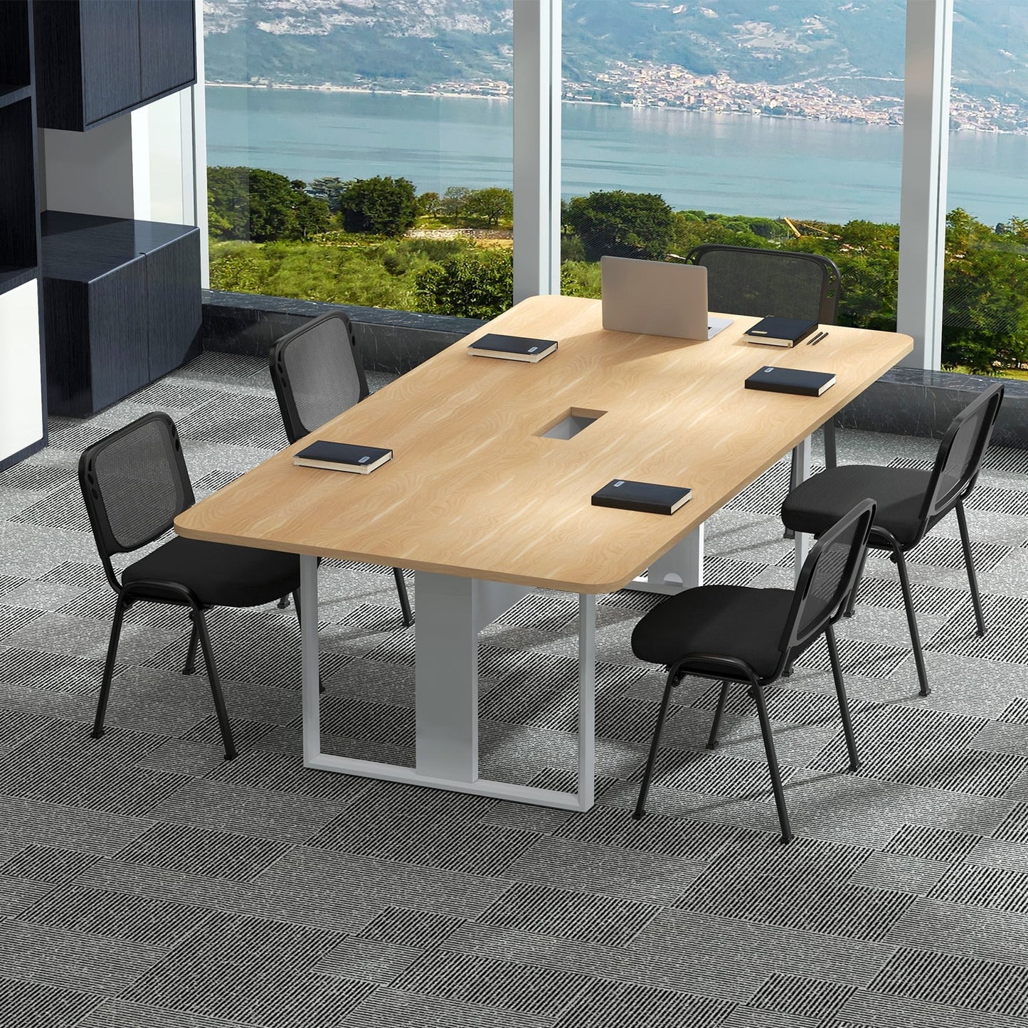 2 Piece Modern Stackable Upholstered Armless Conference Reception Chair-Black