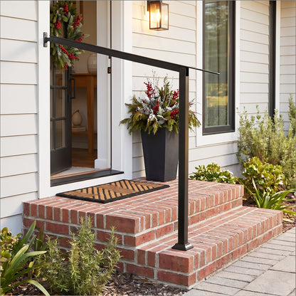 2 Step Stair Railing Kit with Angle-Adjustable Armrest and Galvanized Steel Frame for Porch