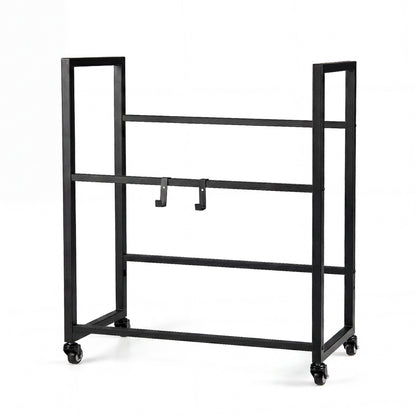 2-Tier Drink Crate Rack Rolling Bottle Crate Shelf with Wheels-Black