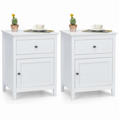 2-Tier Modern Badroom Nightstand with Drawer Set of 2