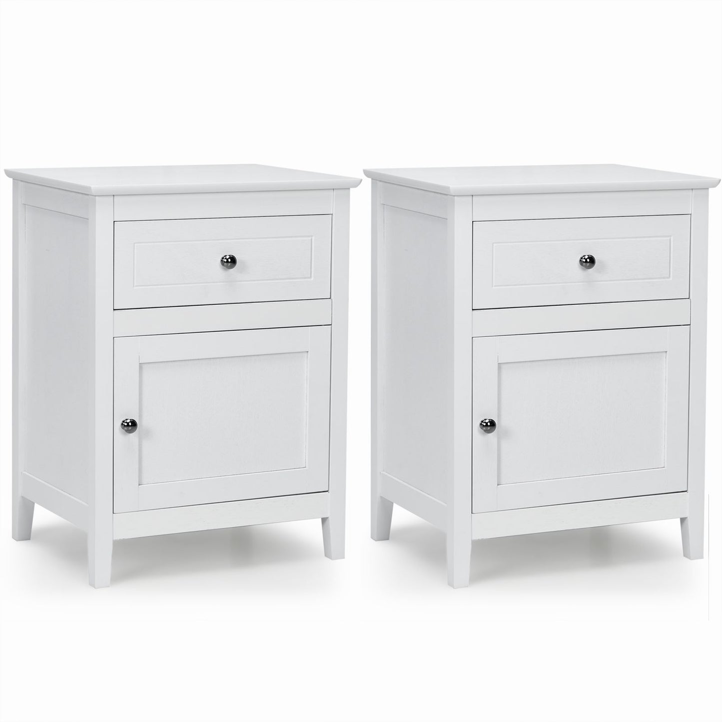 2-Tier Modern Badroom Nightstand with Drawer Set of 2