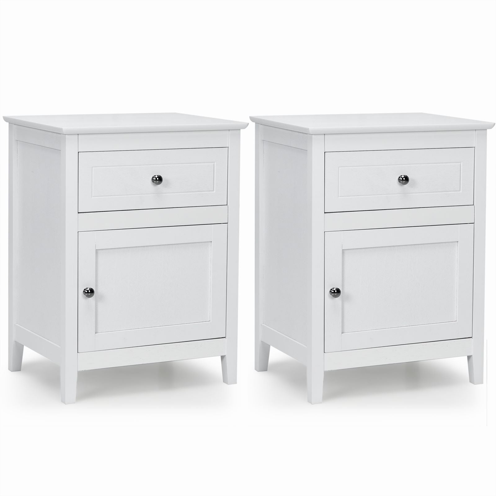 2-Tier Modern Badroom Nightstand with Drawer Set of 2