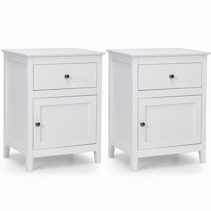 2-Tier Modern Badroom Nightstand with Drawer Set of 2