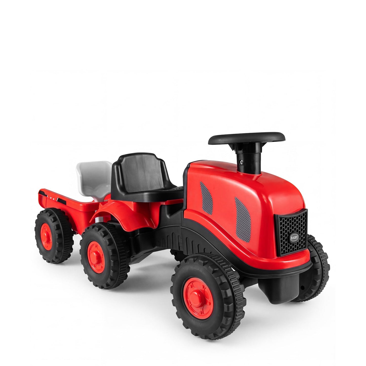 2-in-1 Ride on Tractor with Detachable Trailer Foot-to-Floor Sliding Car with Air Horn-Red
