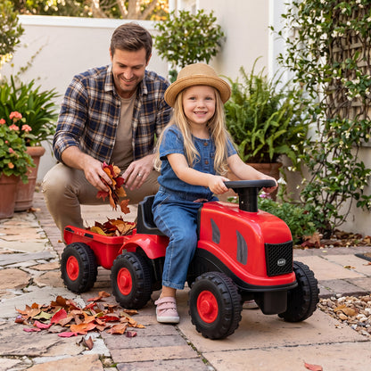 2-in-1 Ride on Tractor with Detachable Trailer Foot-to-Floor Sliding Car with Air Horn-Red