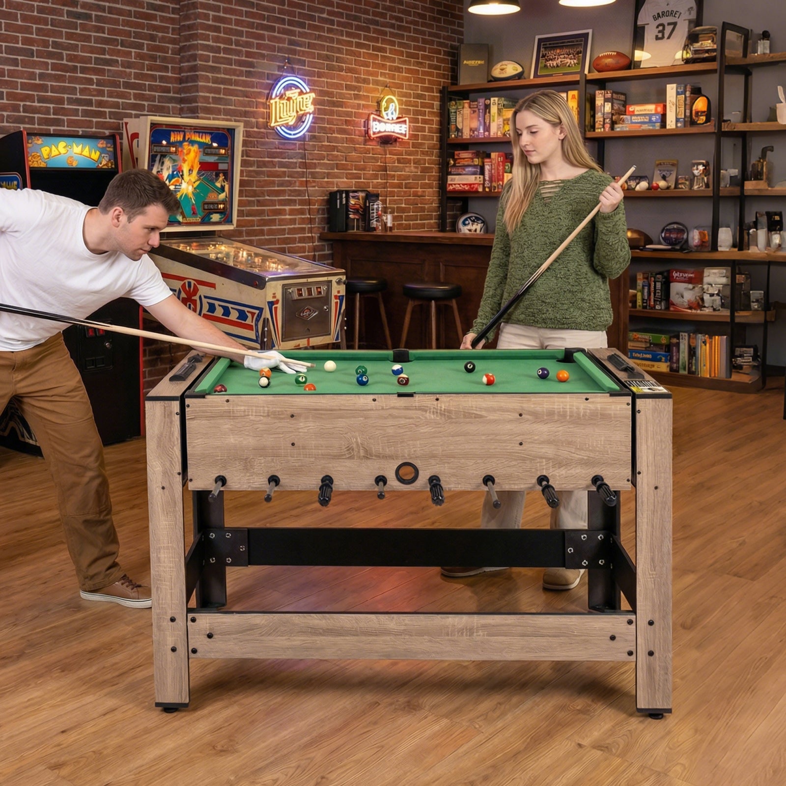 2-in-1 Swivel Game Table for Teens Adults-Brown