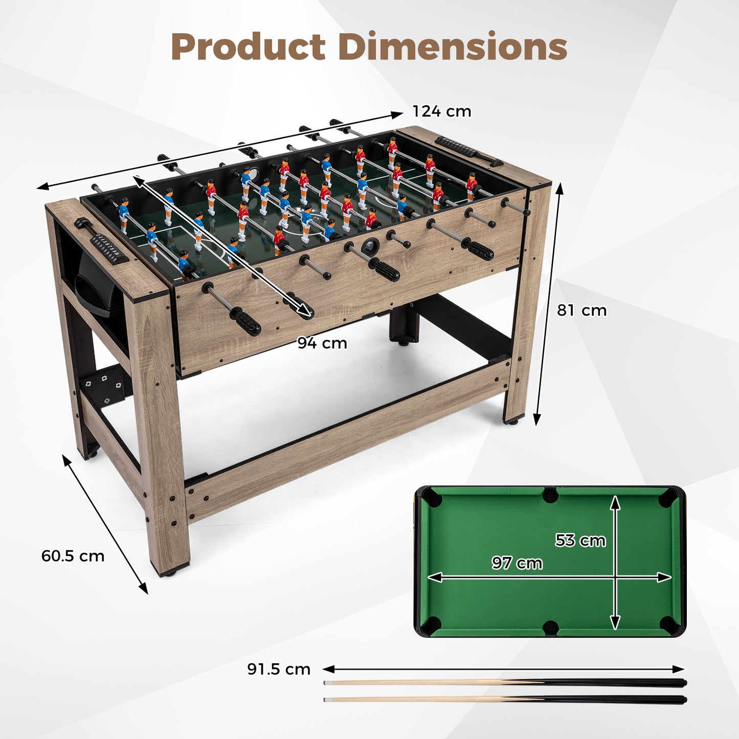 2-in-1 Swivel Game Table for Teens Adults-Brown