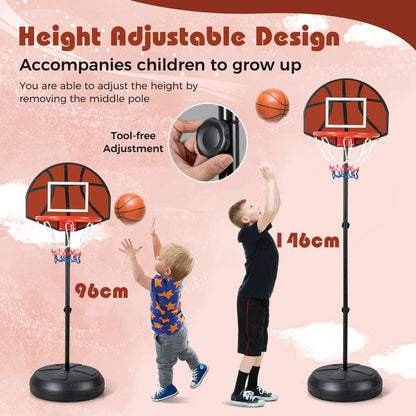 2-in-1 Kids Height Adjustable Basketball Hoop with Dart Board 6 Darts and Fillable Base