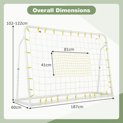 2-in-1 Kids Soccer Rebounder and Soccer Goal for Kids Aged 6+ Years Old-White