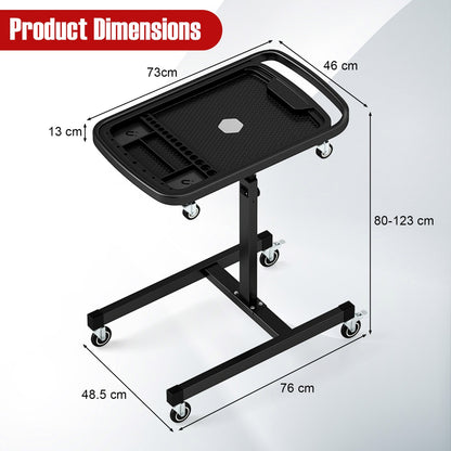 2-in-1 Rolling Tool Tray with Detachable Part Tray-Black