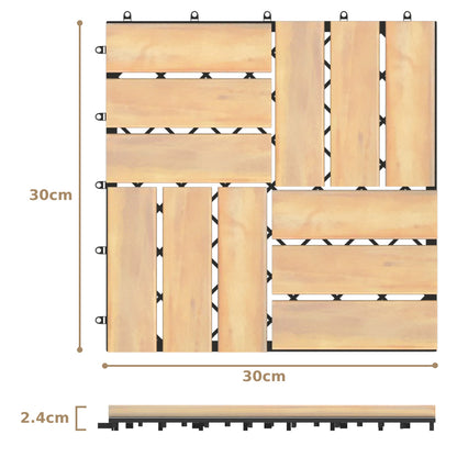 20 PCS Wood Tiles Acacia Wood Interlocking Floor Tiles