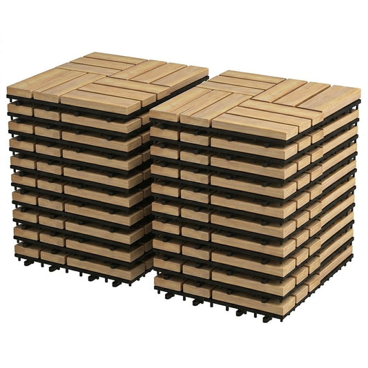 20 PCS Wood Tiles Acacia Wood Interlocking Floor Tiles