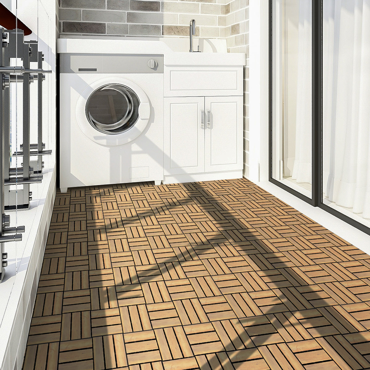 20 PCS Wood Tiles Acacia Wood Interlocking Floor Tiles