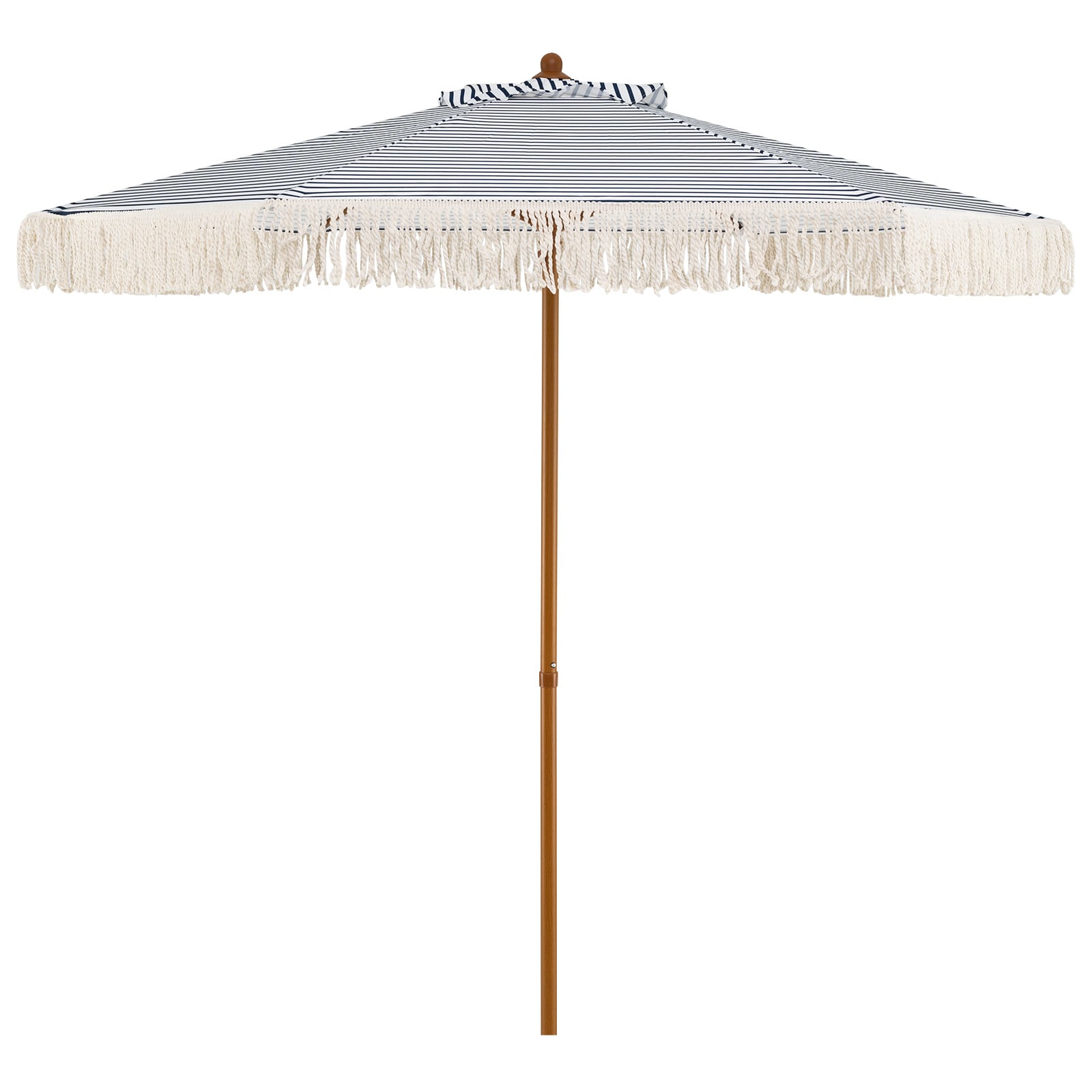 200cm Patio Umbrella with Fringe and Sun-Protective Polyester Canopy for Beach Backyard-Blue