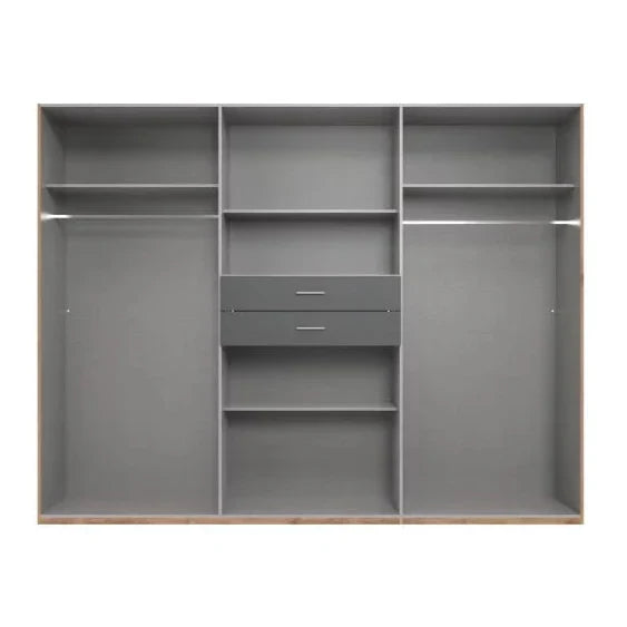 DOCKER 6 Door Mirrored Wardrobe Grey 270cm