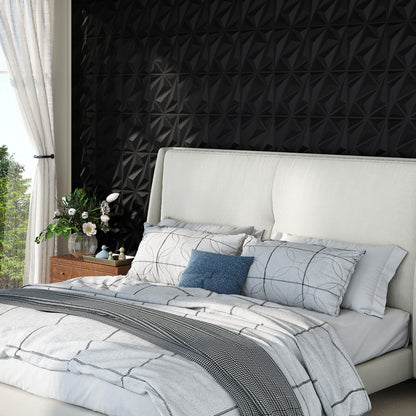 20-Pack 3D Acoustic Wall Panels  with Diamond Texture-Black