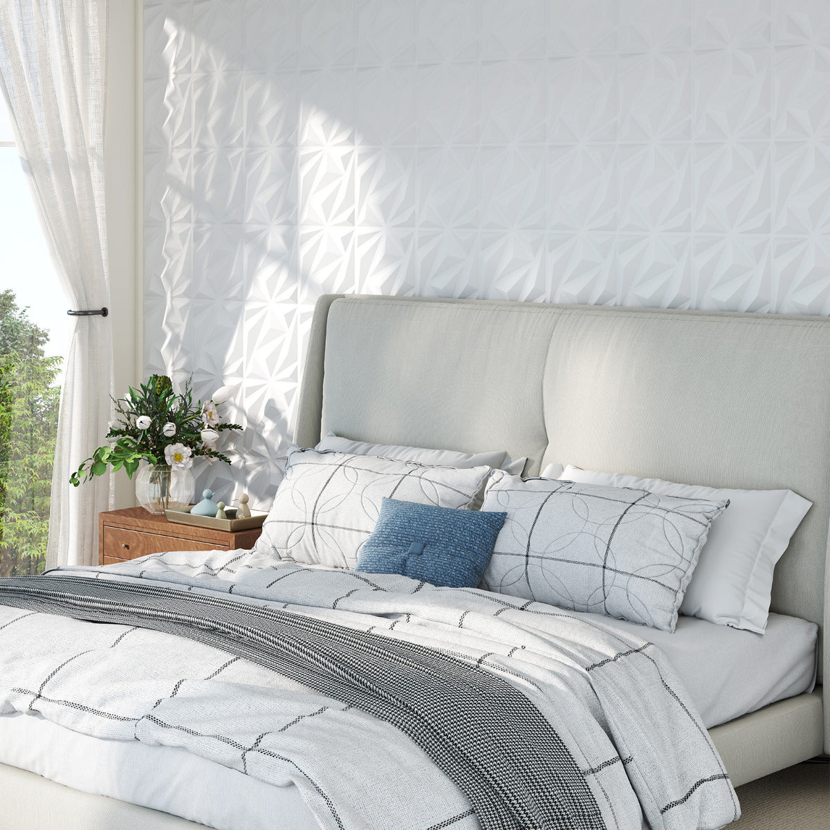 20-Pack 3D Acoustic Wall Panels  with Diamond Texture-White