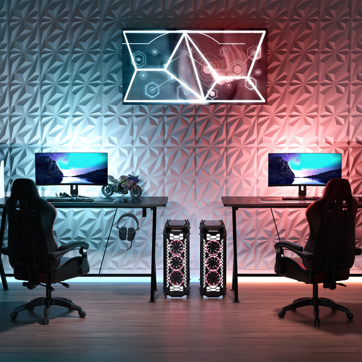 20-Pack 3D Acoustic Wall Panels  with Diamond Texture-White