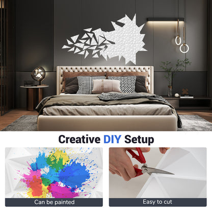 20-Pack 3D Wall Panels with Decorative Diamond Patterns-White