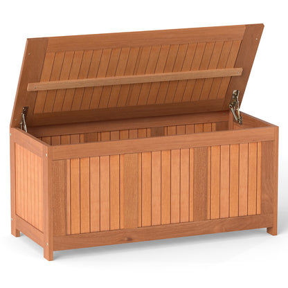 220L Wood Deck Box 3-in-1 Patio Storage Bench Stool with Flip Top for Cushions