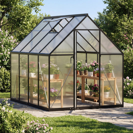 225 x 170CM Large Walk-in Aluminum Greenhouse-Transparent