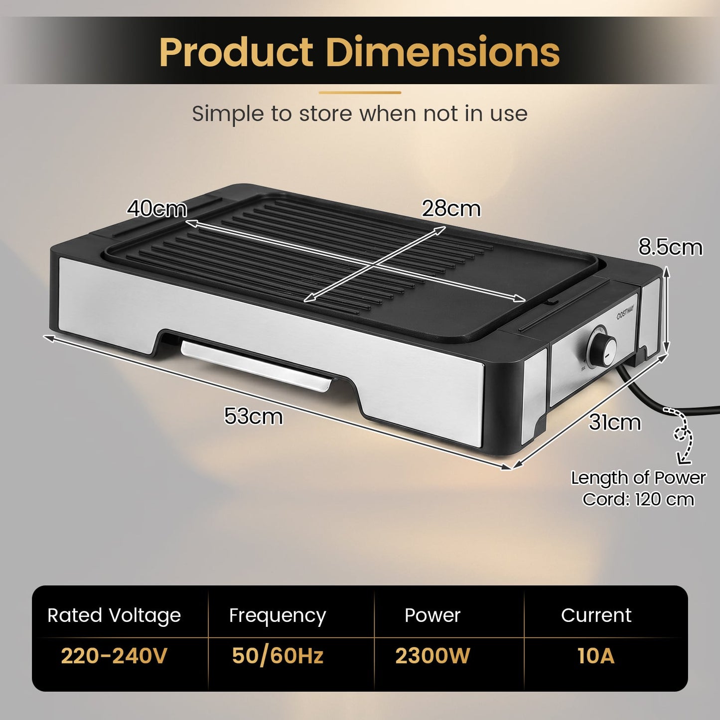 2300W Indoor Grill and Griddle with Nonstick Surface Removable Drip Tray for Family
