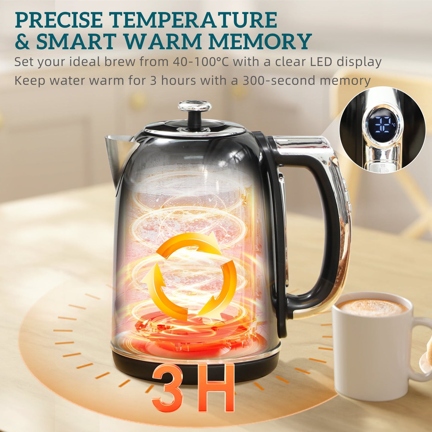 HOMCOM Polished Retro 40-100Â°C Kettle and Toaster Set - Black