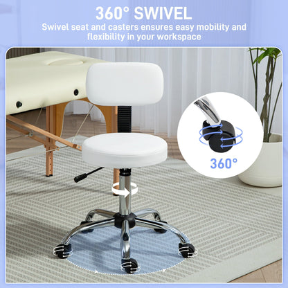 HOMCOM 360 Swivel Seat Salon Stool - White