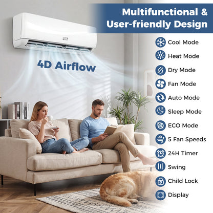 24000 BTU Mini Split AC & Heating System A++ Energy Efficient Inverter AC
