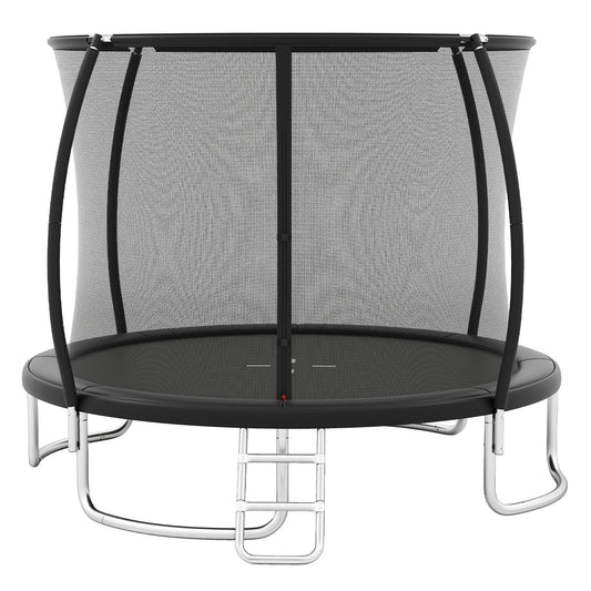 244 cm Outdoor Heavy-Duty Trampoline with Safety Enclosure Net-Black