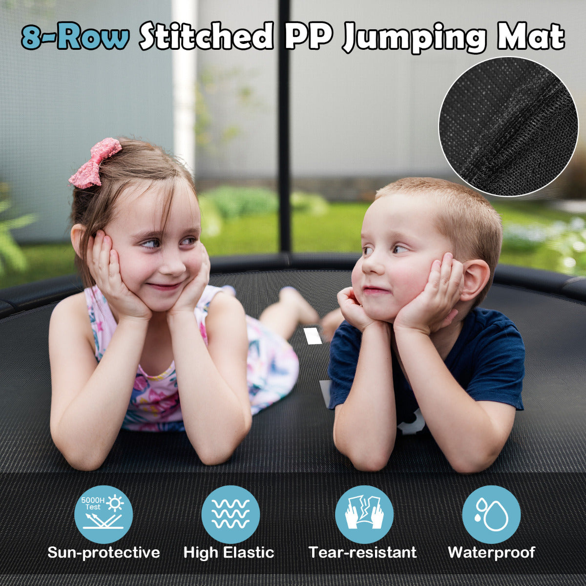 244 cm Trampoline with Safety Enclosure Net and Ladder-Black