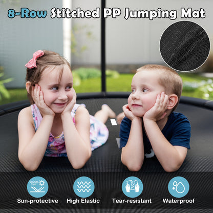 244 cm Trampoline with Safety Enclosure Net and Ladder-Black