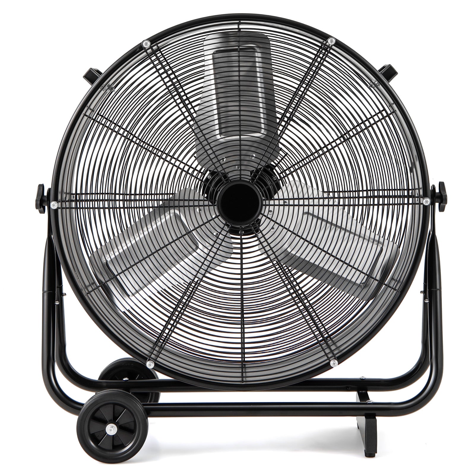 24 Inch Industrial Drum Fan with 360° Adjustable Tilt and 2 Wheels-Black
