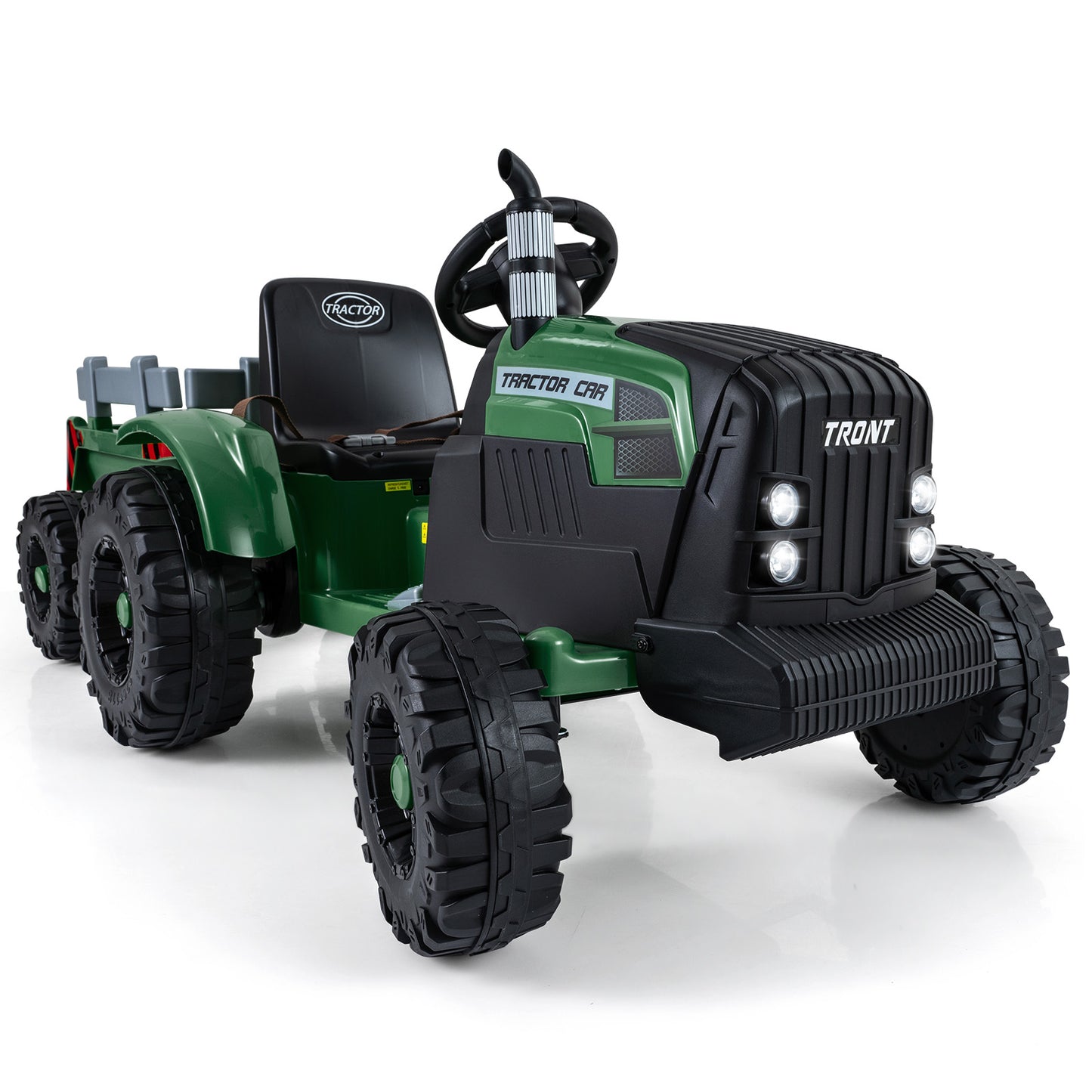 24V Ride On Tractor with Detachable Trailer for Kids-Dark Green
