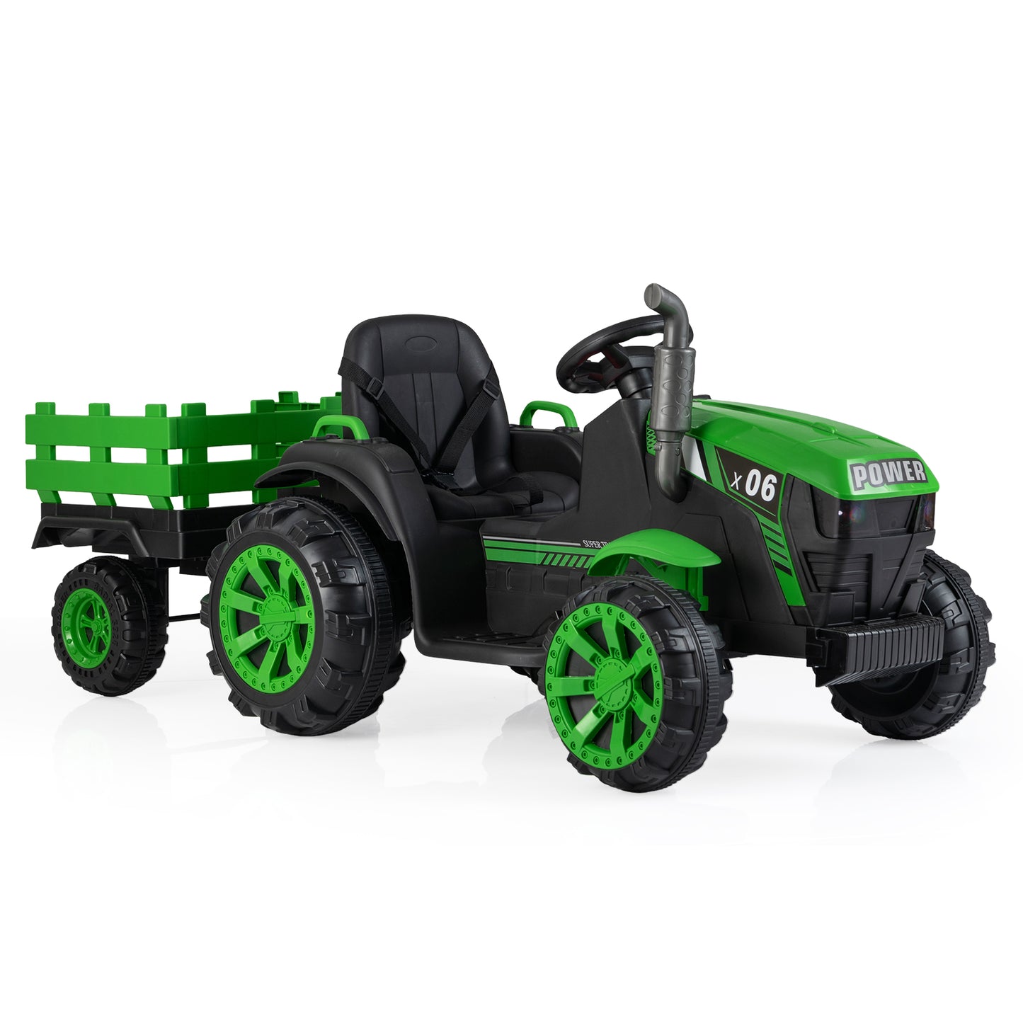 24V Ride On Tractor with RGB LED Headlights and Parent Remote Control-Green