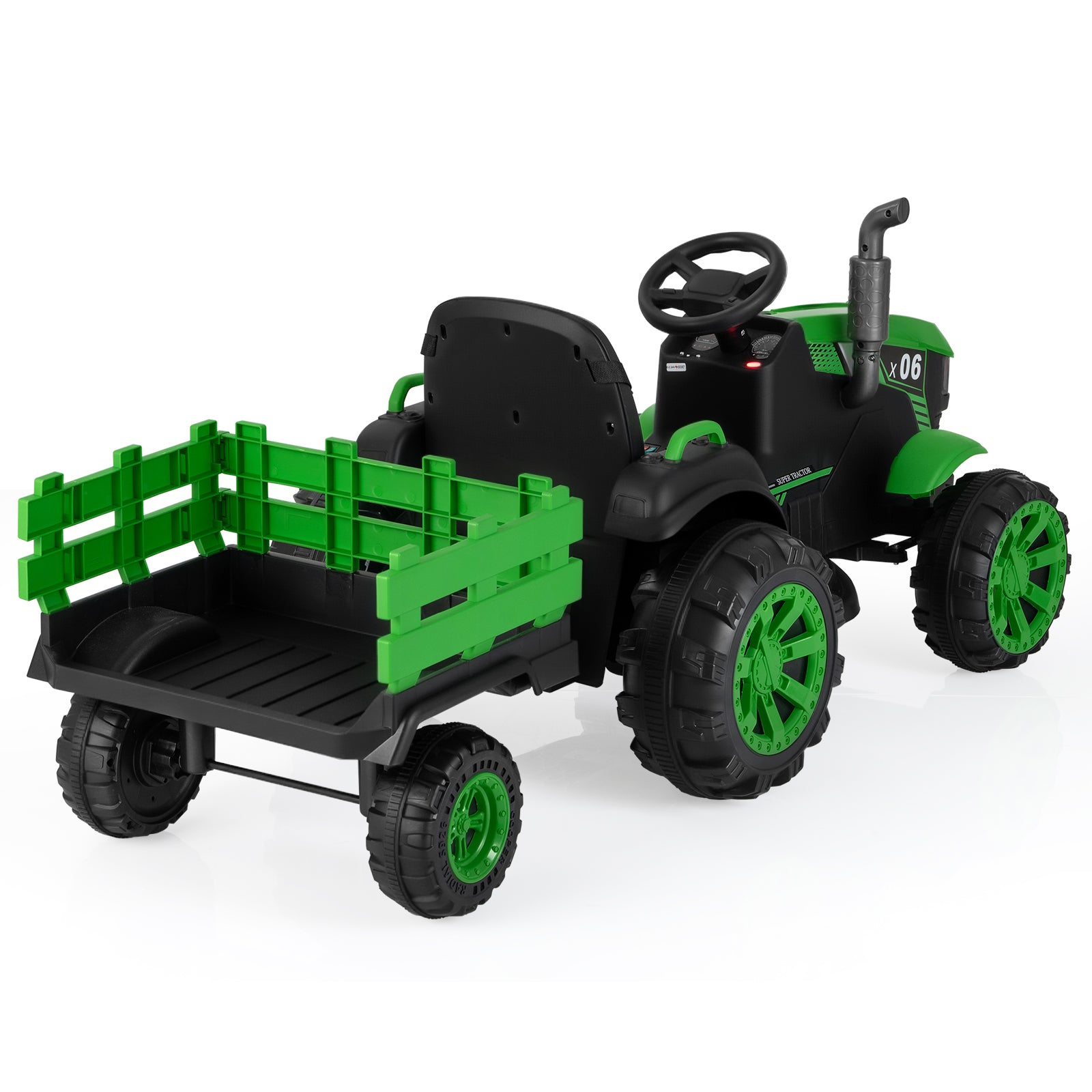 24V Ride On Tractor with RGB LED Headlights and Parent Remote Control-Green