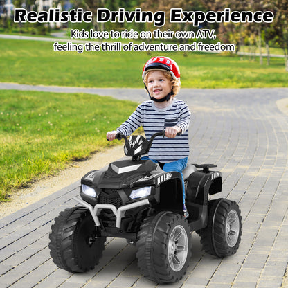 24V Ride-On ATV Toy Car with LED Lights and Wireless Connection-Black