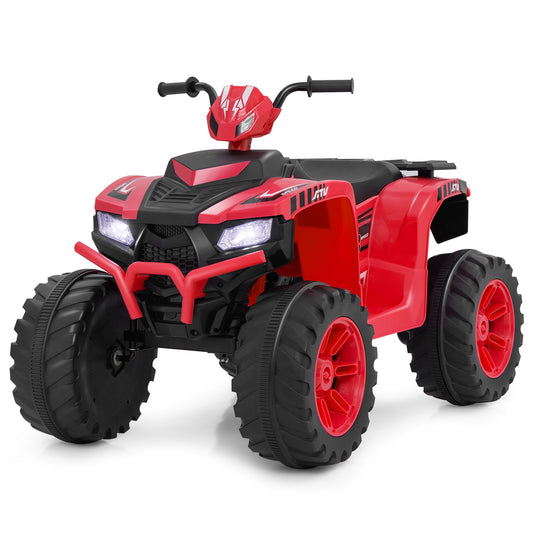 24V Ride-On ATV Toy Car with LED Lights and Wireless Connection-Red