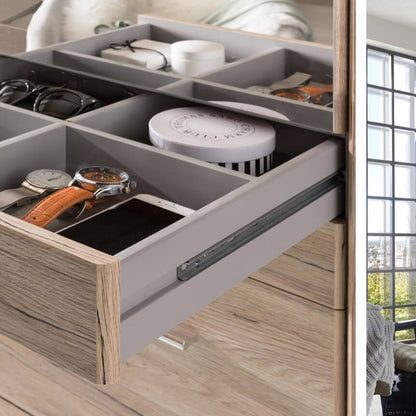 ODENSE 6 Door Wardrobe White and Planked Oak 270cm