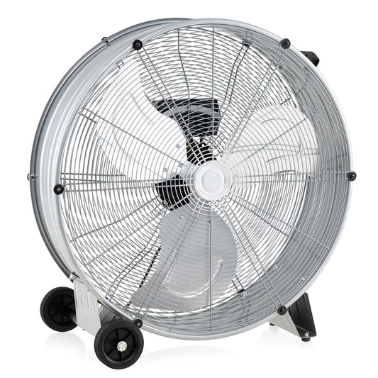 24 Inch High-Velocity Industrial Floor Fan with Wheels and Handle-Silver
