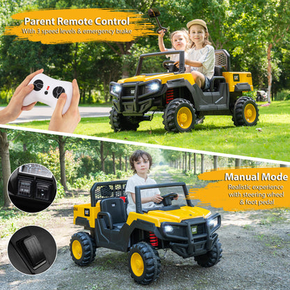 24V Ride On Dump Truck with Remote Control and Music-Yellow