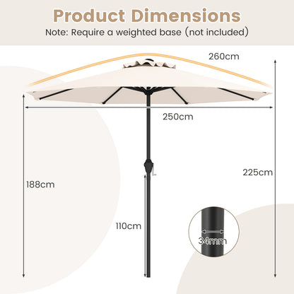 250 cm Patio Umbrella Outdoor Heavy Duty Market Umbrella-Beige