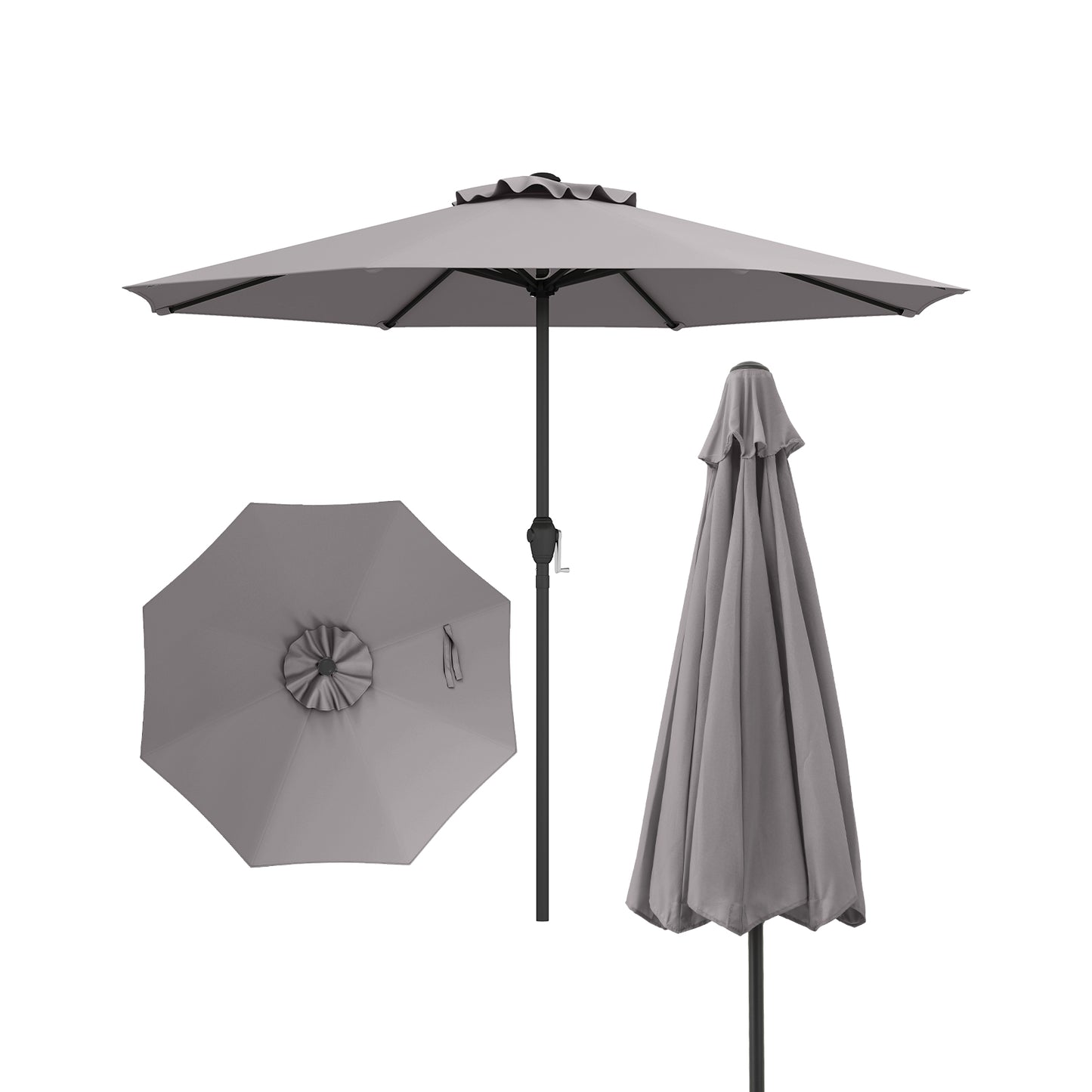 250 cm Patio Umbrella Outdoor Heavy Duty Market Umbrella-Grey
