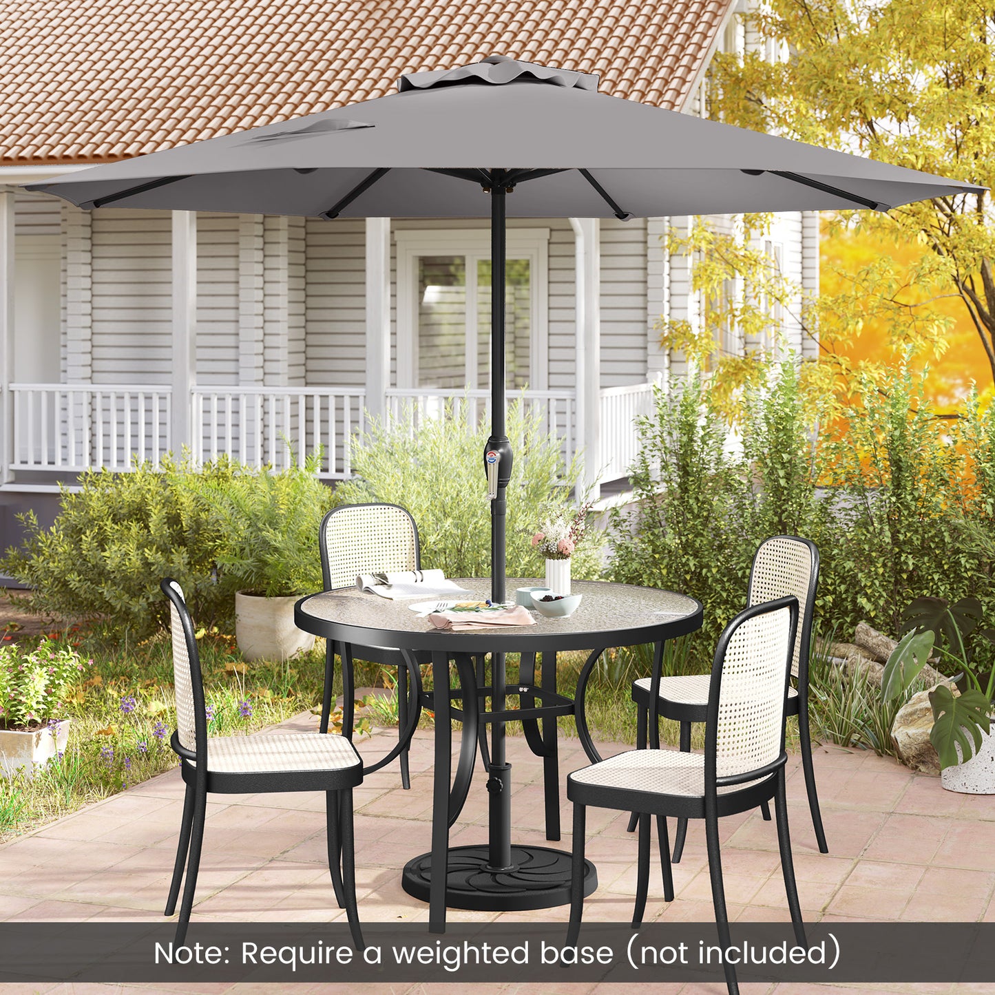 250 cm Patio Umbrella Outdoor Heavy Duty Market Umbrella-Grey