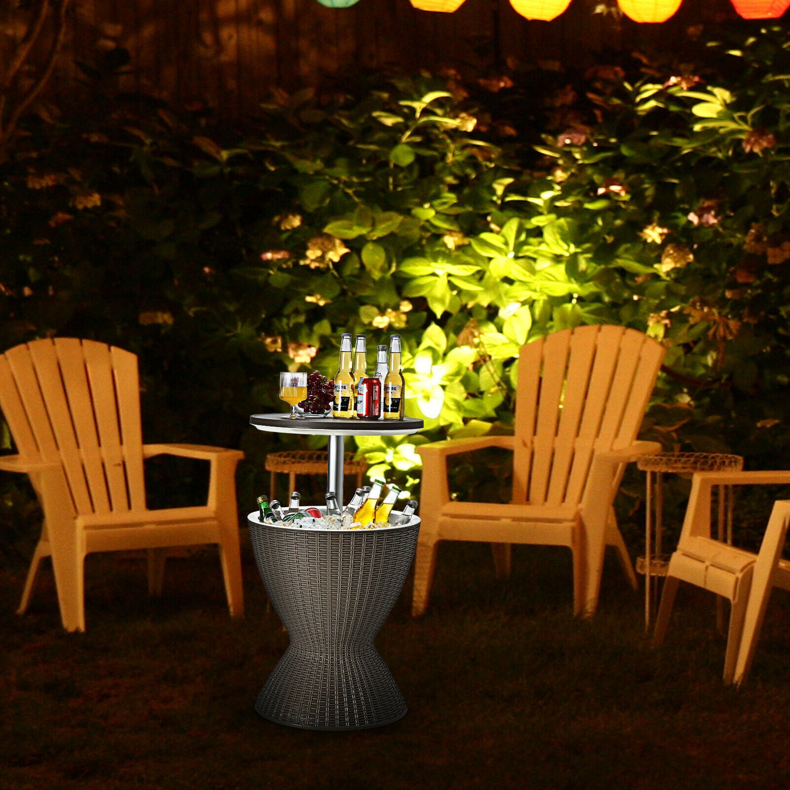 30L Patio Cool Box with Pop-Up Lid-Coffee